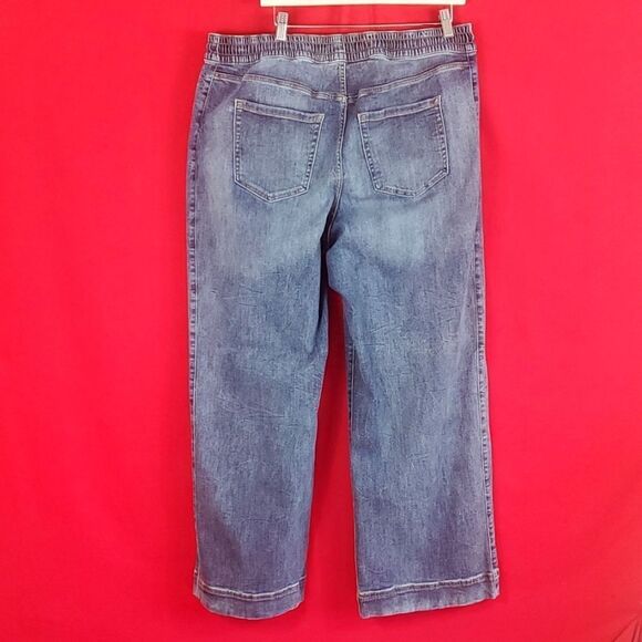 LANE BRYANT Pull-On High-Rise Cozy Wide Leg Jean - Medium Wash Size 16 - Picture 5 of 9